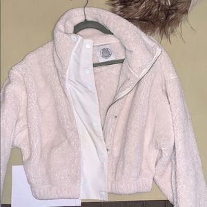 Urban outfitters crop teddy jacket